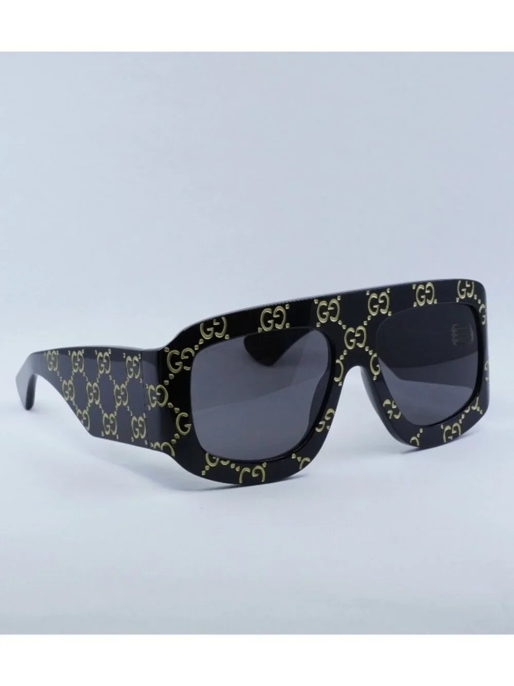 Gucci GG0983S 004 Sunglasses Black With Gold GG Pattern Square Frame